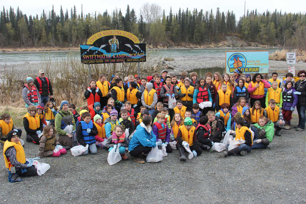 Redoubt students arrive at Swift River campground for spring cleanup.