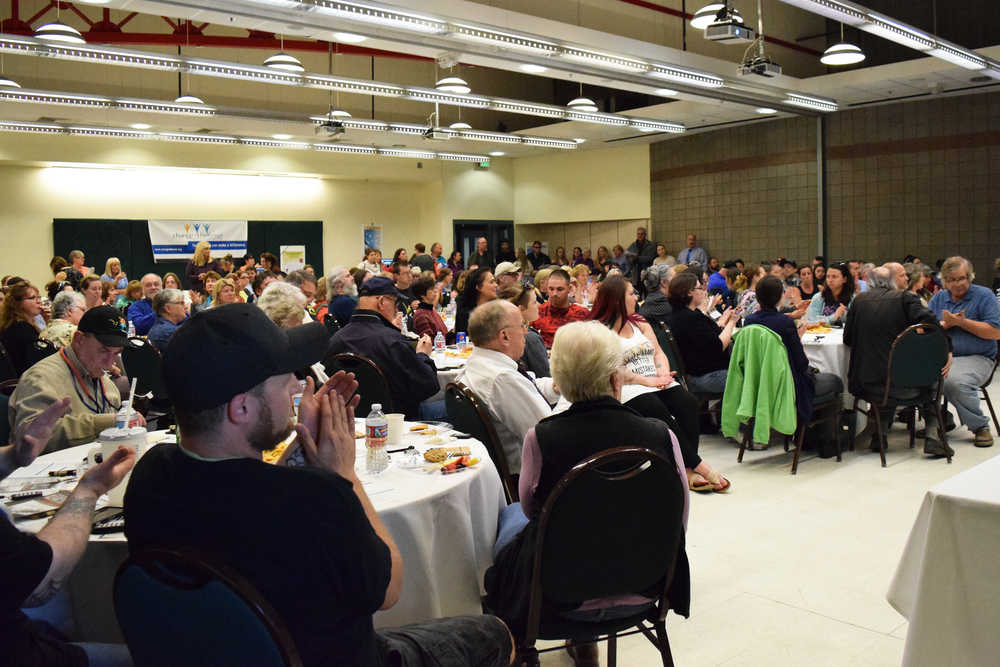 Photo by Megan Pacer/Peninsula Clarion About 170 community members from the central Kenai Peninsula gather to hear a presentation on issues with heroin use in the area Thursday, May 19, 2016 at a town hall at the Challenger Learning Center of Alaska in Kenai, Alaska.