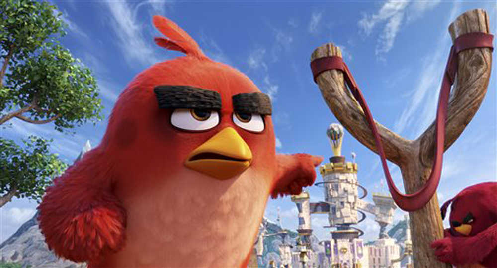 This image released by Sony Pictures shows the character Red, voiced by Jason Sudeikis, in a scene from "The Angry Birds Movie." (Sony Pictures via AP)