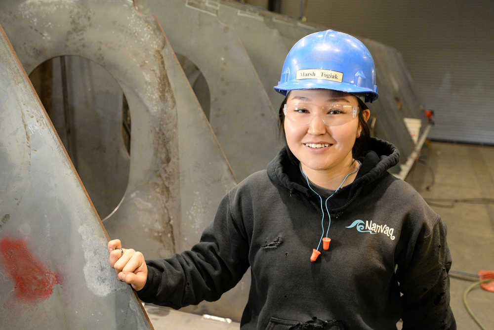 Photo courtesy Doug Ward Marsha Togiak interned with Vigor Insustries for five months this past winter. Bristol Bay Economic Development Corp. sponsored her internship she is now working in Naknek for a marine industrial support company.