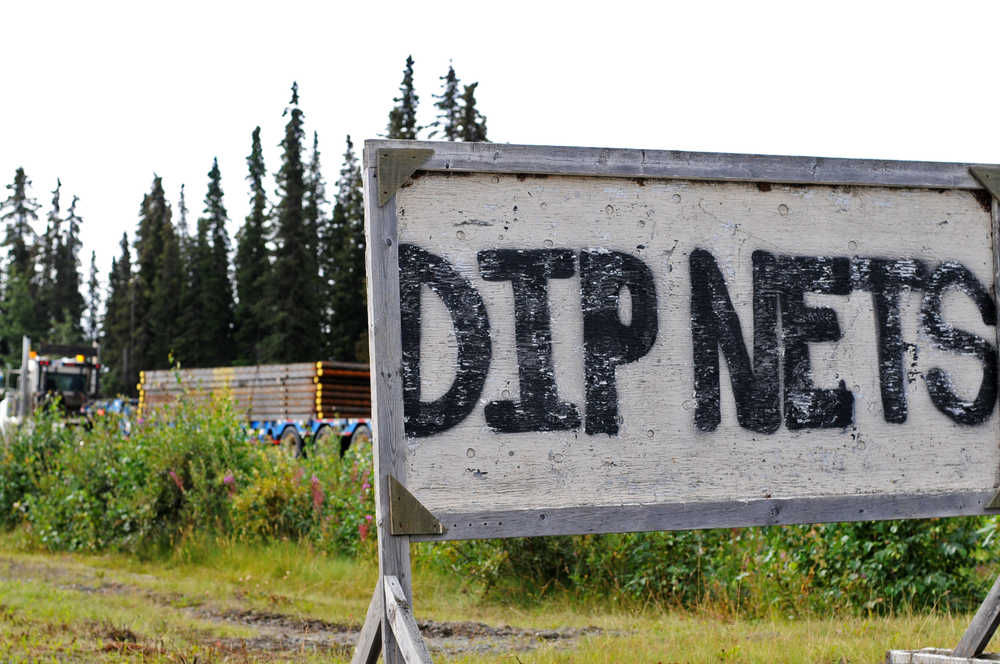 Photo by Elizabeth Earl/Peninsula Clarion A sign outside Kenai Welding on Bridge Access Road, pictured on Wednesday, Aug. 10, 2016 in Kenai, Alaska, advertises for dipnets for purchase from the welding business.