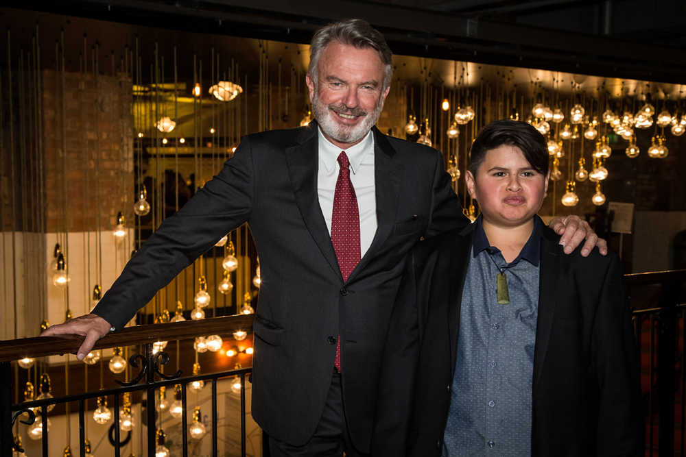 Actors Sam Neill, left, and Julian Dennison pose for photographers upon arrival at the premiere of the film 'Hunt For The Wilderpeople' in London, Tuesday, Sept. 13, 2016. (Photo by Vianney Le Caer/Invision/AP)