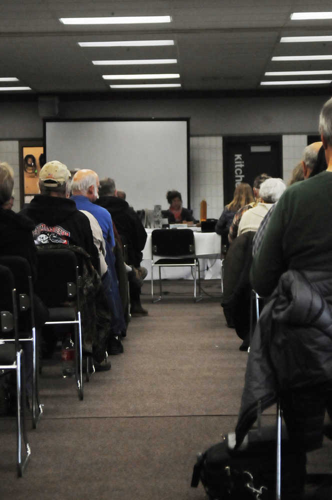 Photo by Elizabeth Earl/Peninsula Clarion Dozens of people from around Alaska turned out for the Board of Fisheries' worksession to comment on fisheries issues Tuesday, Oct. 17, 2016 in Soldotna, Alaska. The Board of Fisheries will not take regulatory action at the worksession, but will discuss agenda change requests and non-regulatory proposals.