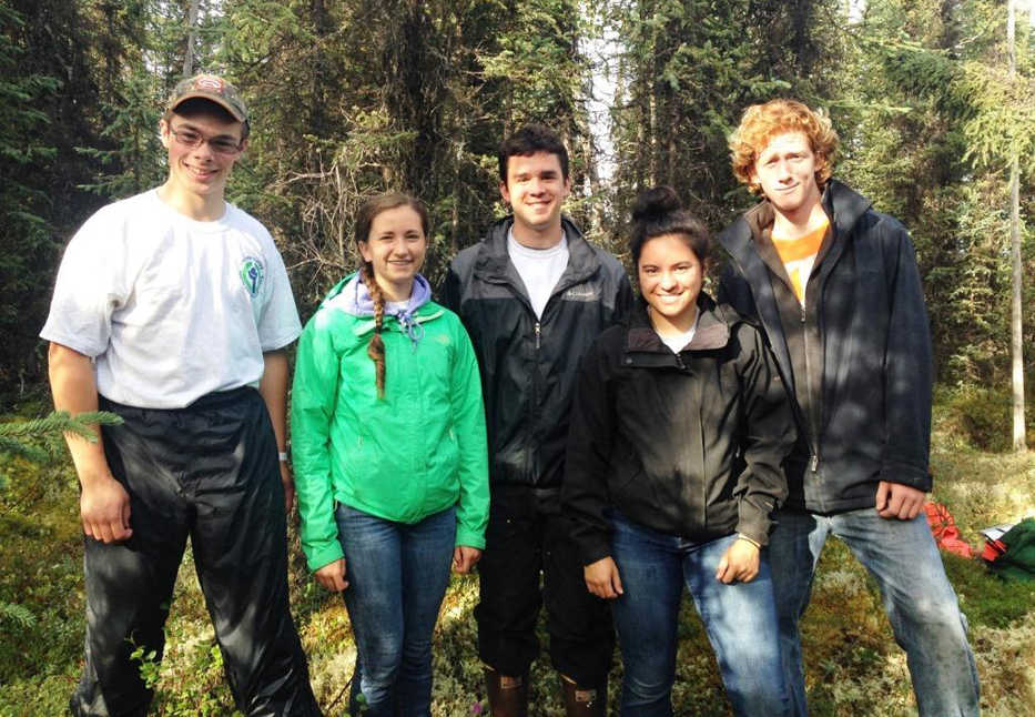 These local high school students worked together this past summer as the Youth Conservation Corps crew on the Kenai National Wildlife Refuge. From left to right:  Grant Knauss, Haley Buckbee, Matthew Zorbas, Whitney Esteban and Talon Musgrave. (Photo by Allie Cunningham/USFWS)