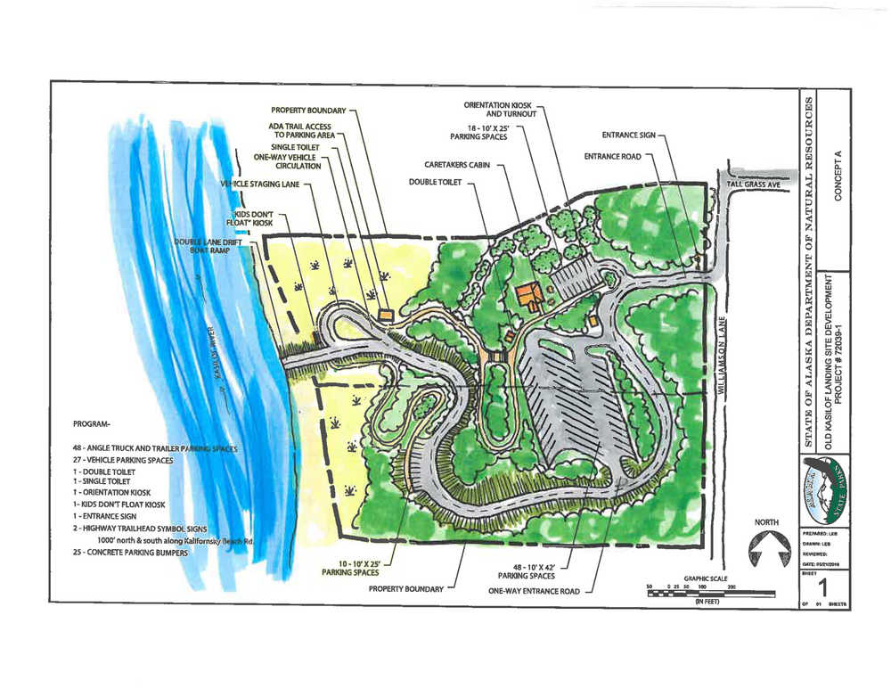 Courtesy the Alaska Department of Natural Resources This illustration from the Alaska Department of Natural Resources' Division of Parks and Outdoor Recreation shows Concept C for a boat ramp facility on the banks of the Kasilof River.