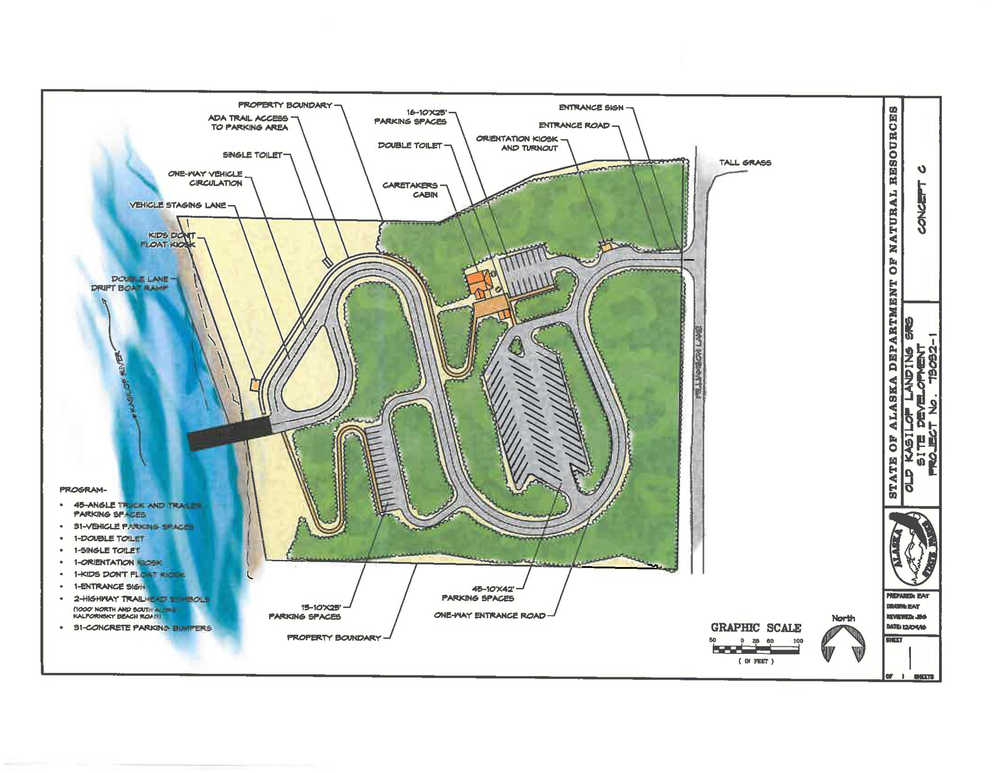 Courtesy the Alaska Department of Natural Resources This illustration from the Alaska Department of Natural Resources' Division of Parks and Outdoor Recreation shows Concept B for a boat ramp facility on the banks of the Kasilof River.