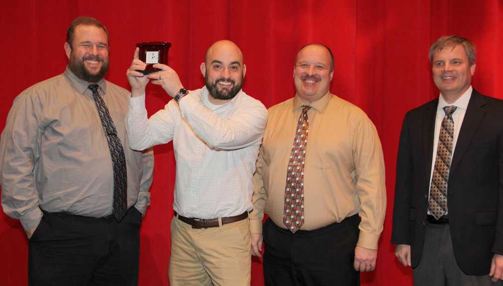 An exuberant James Harris accepts the Alaska Teacher of the Year title.