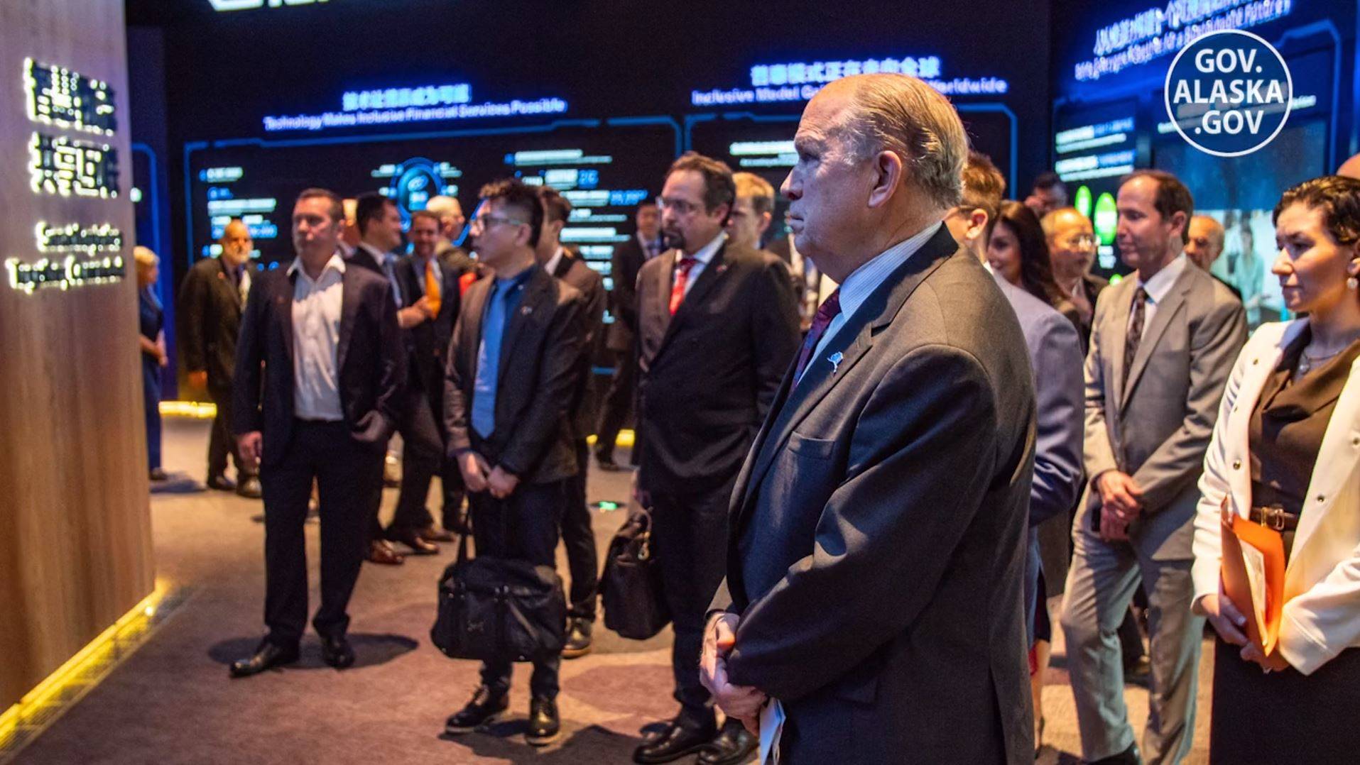 In this screenshot from a video provided by the governor’s office, Gov. Bill Walker is seen during the May 2018 trade mission to China.