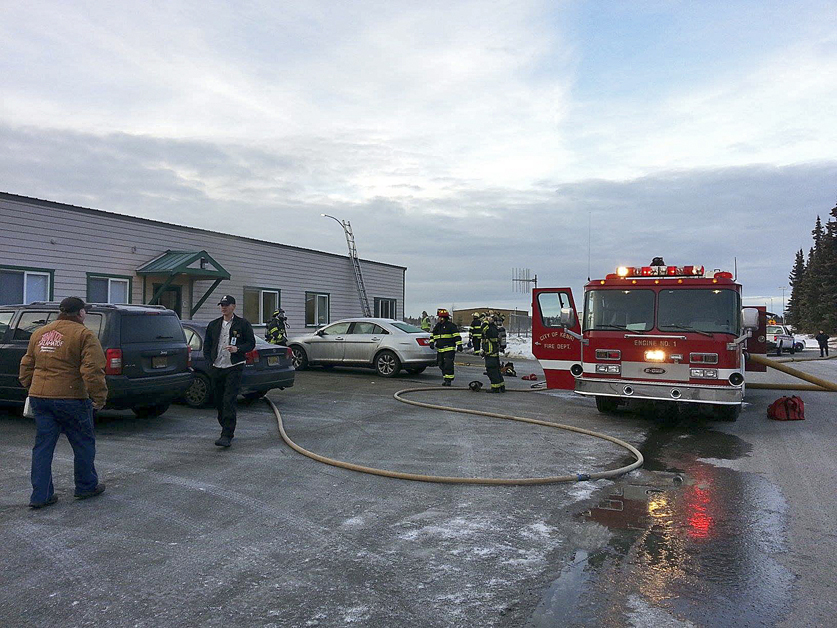 Kenai and Nikiski firefighters responded to a noon fire at the Kenaitze Indian Tribe's administration building on Wednesday  Dec. 10, 2014 at 110 N. Willow in Kenai, Alaska.