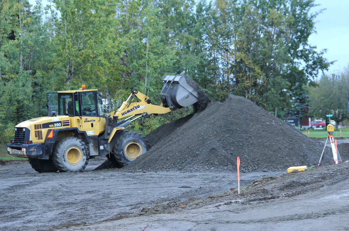 The Binkley Street improvement project work continues between Park Avenue and Corral Street on Monday in Soldotna.