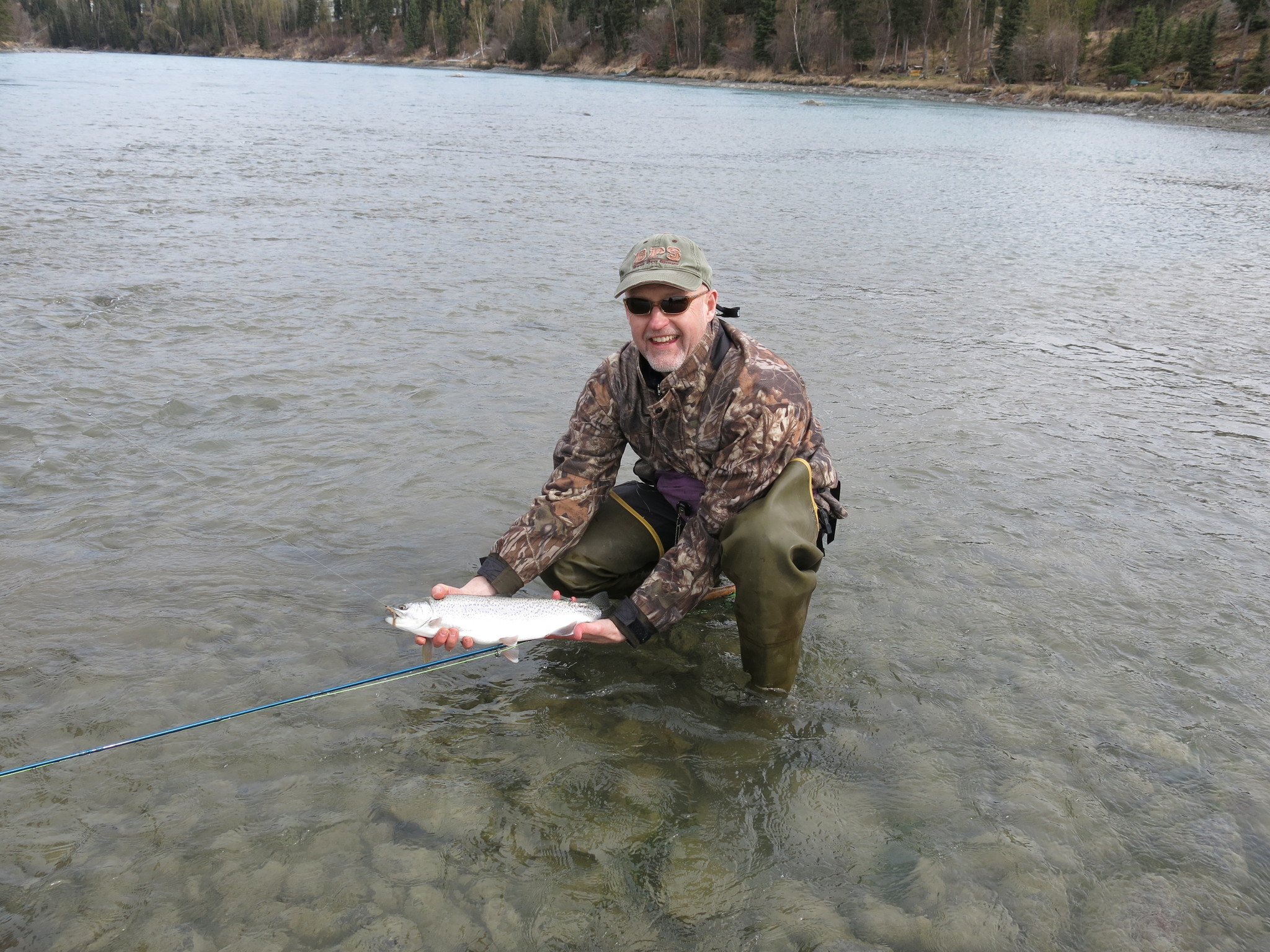 A successful student, participating in Beginning Fly fishing class at Kenai Peninsula College. (Photo courtesy Dave Atcheson)
