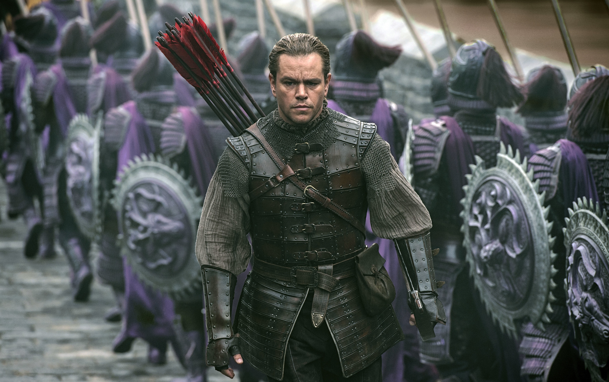 This image released by Legendary Pictures and Universal Pictures shows Matt Damon as William Garin in a scene from “The Great Wall.” (Jasin Boland/Legendary Pictures and Universal Pictures via AP)