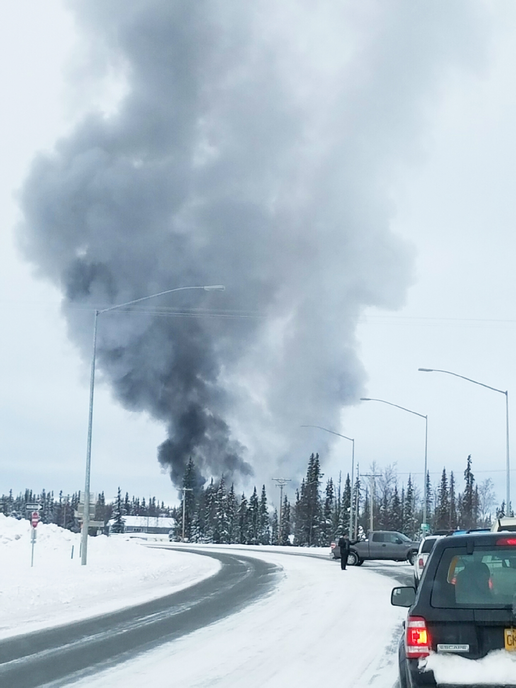 Smoke billows into the air from the scene of a structure fire Wednesday, Feb. 22, 2017 on Bridge Access Road in Kenai, Alaska. (Photo courtesy Jim West)