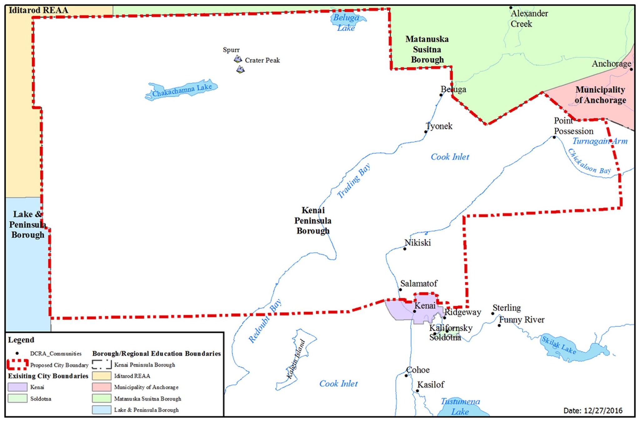 This map shows the proposed boundaries for the City of Nikiski, as the petitioners submitted them to the state Local Boundary Commission. The boundaries would follow the same lines as the current Nikiski Fire and Emergency Service Area. (Courtesy the Local Boundary Commission)