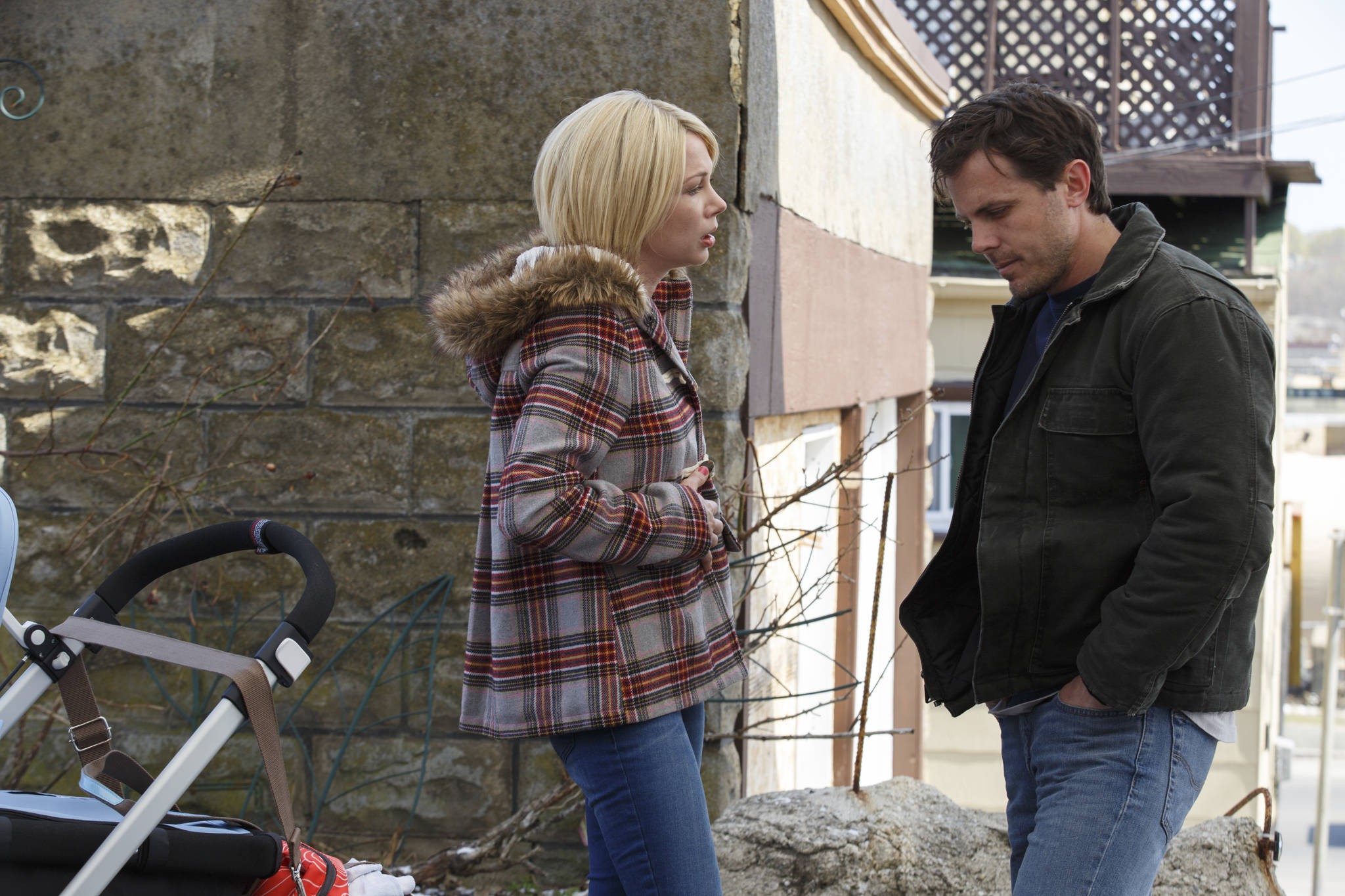 FILE - This image released by Roadside Attractions and Amazon Studios shows Michelle Williams, left, and Casey Affleck in a scene from “Manchester By The Sea.” (Claire Folger/Roadside Attractions and Amazon Studios via AP, File)