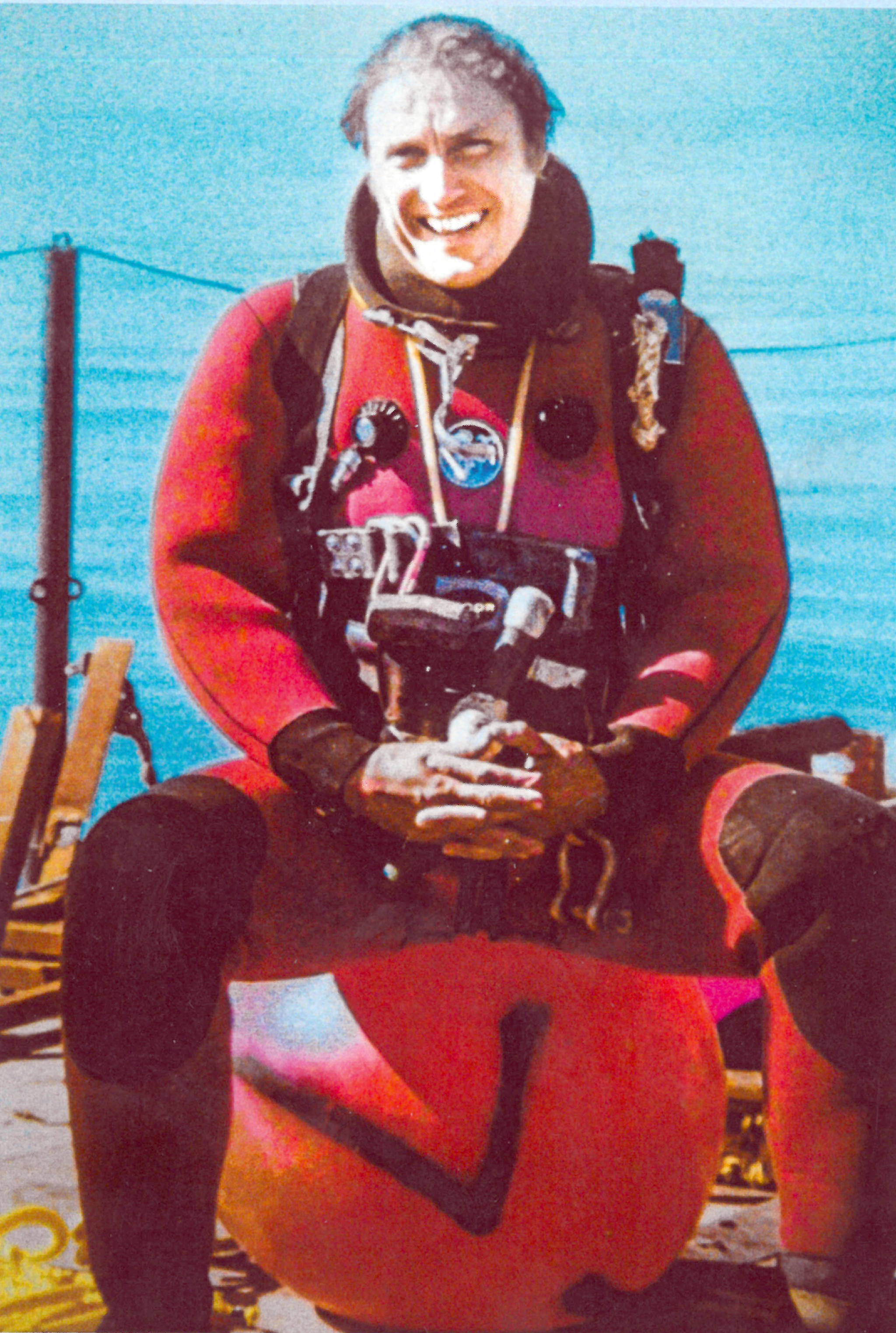 Owen Boyle, of Nikiski, is geared up for a dive on an oil platform in Cook Inlet sometime in the sixties. He worked as a commercial diver in the dangerous waters of Cook Inlet for 40 years and was inducted into the Association of Diving Contractors International Hall of Fame this February. (Photo courtesy Owen Boyle)