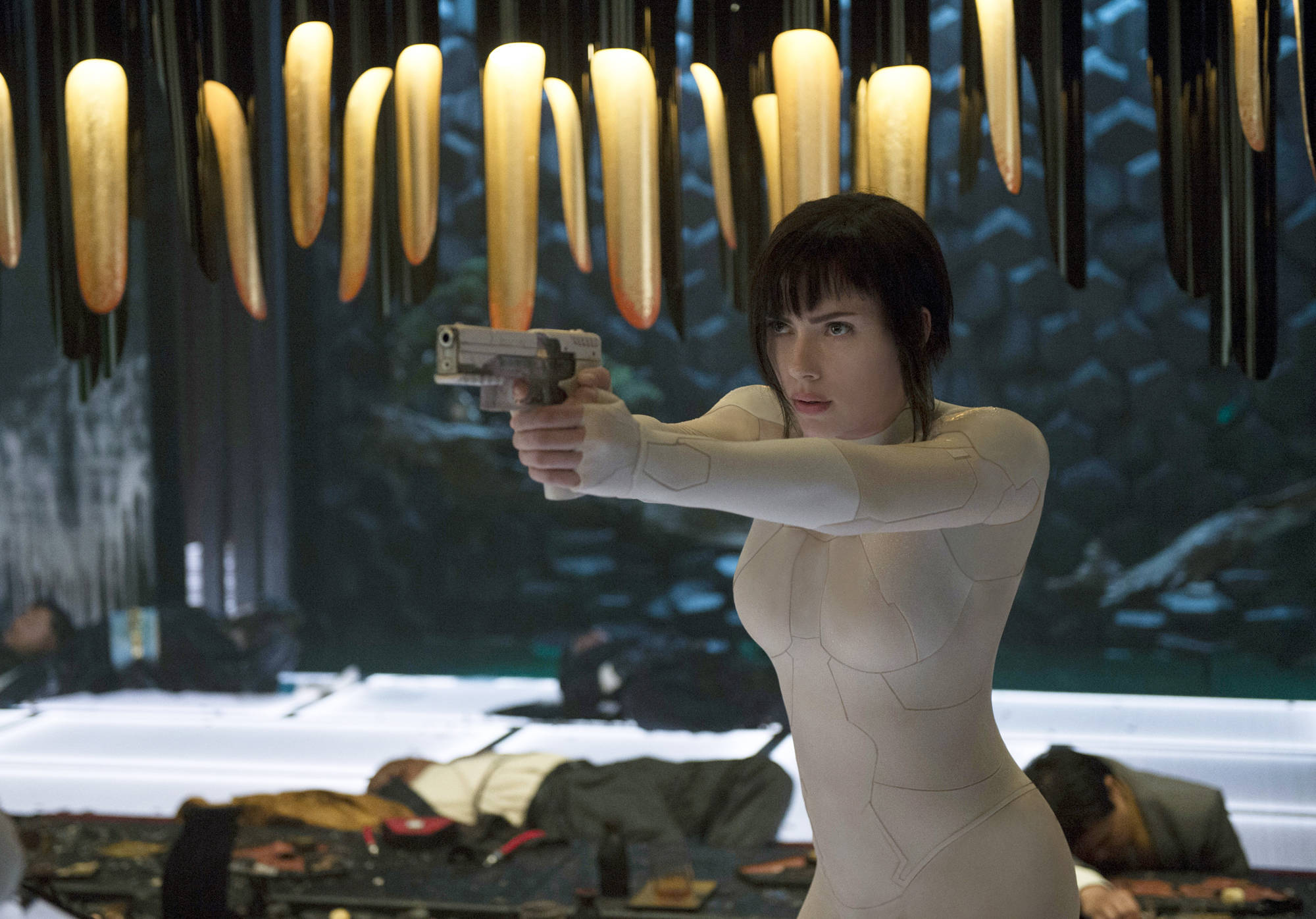 In this image released by Paramount Pictures, Scarlett Johansson appears in a scene from, “Ghost in the Shell.” (Jasin Boland/Paramount Pictures and DreamWorks Pictures via AP)