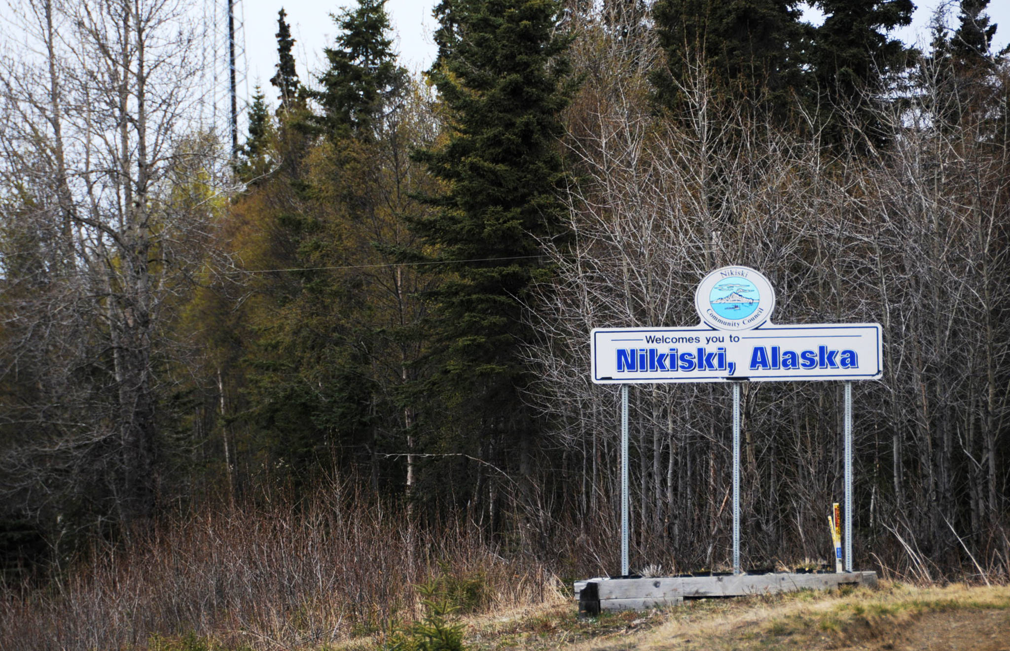 This Nov. 21, 2015 shows the sign designating the unofficial border of Nikiski, Alaska. (Elizabeth Earl/Peninsula Clarion, file)