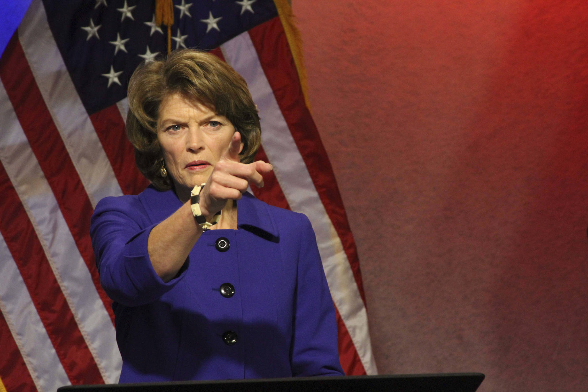 In this Nov. 3, 2016 file photo, U.S. Sen. Lisa Murkowski, R-Alaska, gestures before a public television debate in Anchorage, Alaska. President Donald Trump’s proposed budget calls for opening the coastal plain of the Arctic National Wildlife Refuge to oil and gas drilling. The refuge takes up an area the size of West Virginia and Connecticut combined in the northeast corner of Alaska.(AP Photo/Mark Thiessen, file)