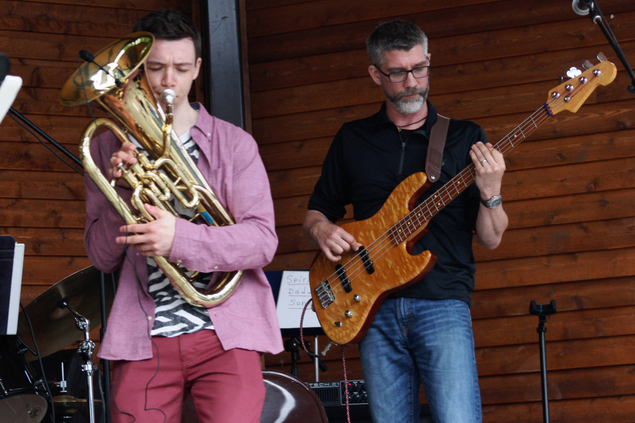 Musicians play on the stage of Soldotna Creek Park during last year’s Kenai River Festival on June 10, 2016 in Soldotna, Alaska. (Ben Boettger/Peninsula Clarion)