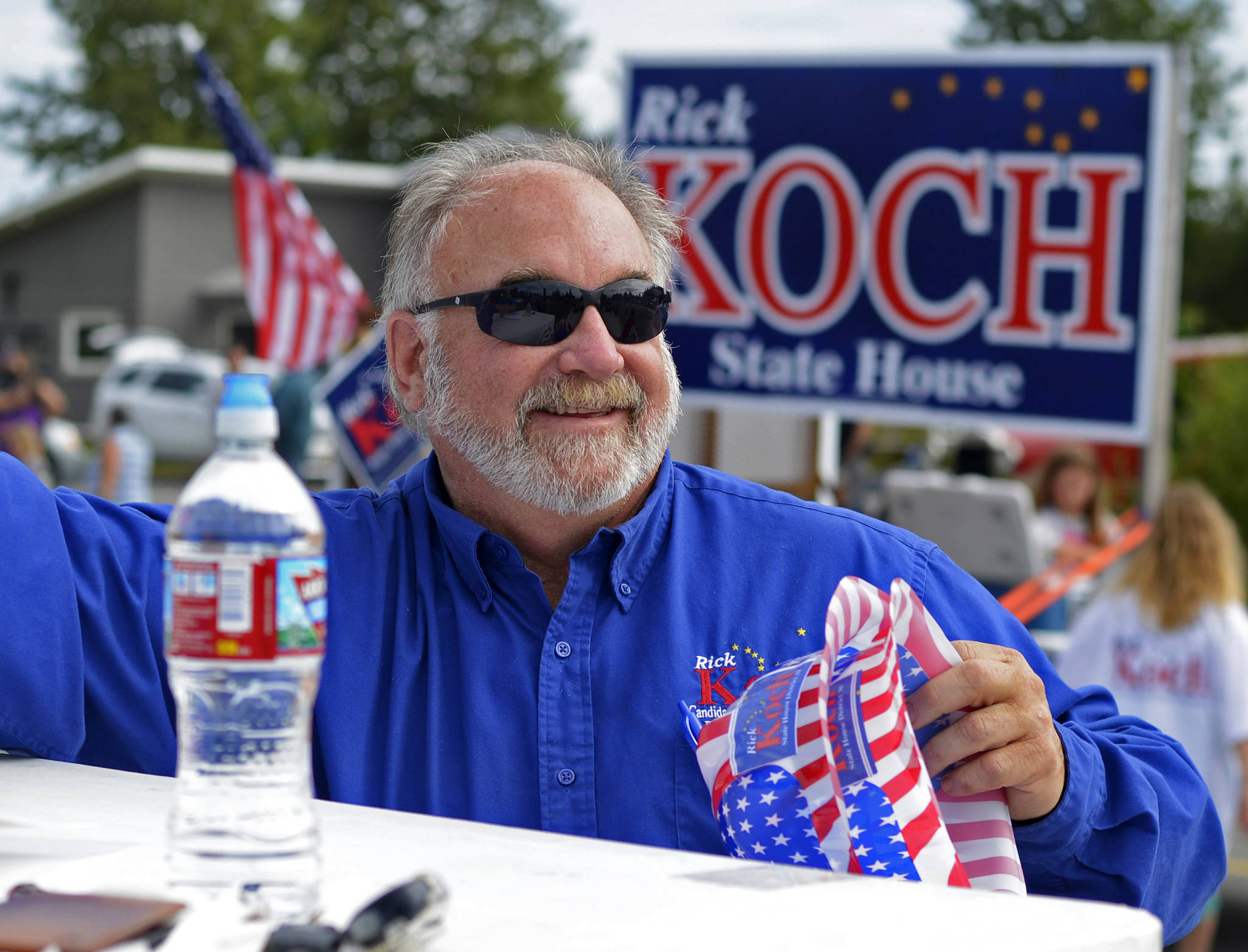 Rick Koch campaigns in his unsucessful 2016 run for the Alaska House of Representatives during Soldotna’s Progress Days Parade on July 23, 2016. Koch, who served as Kenai’s city manager from 2006 to 2017, was killed on Sunday in a motorcycle accident on the Dalton Highway.