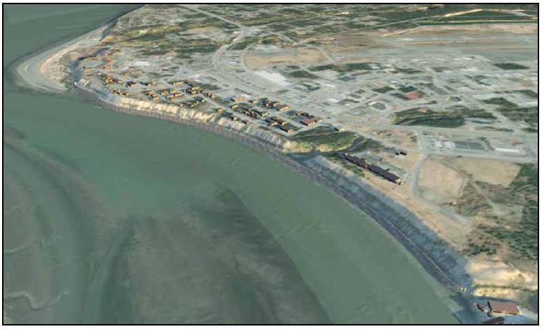 This computer-generated graphic, included in a U.S Army Corps of Engineers report on the Kenai bluff erosion mitigation project, illustrates the Army Corps’ preferred plan to create a rock berm at the base of the bluff, allowing it naturally shift to a stable slope in the next 3 to 15 years, according to the Corps’ projection.