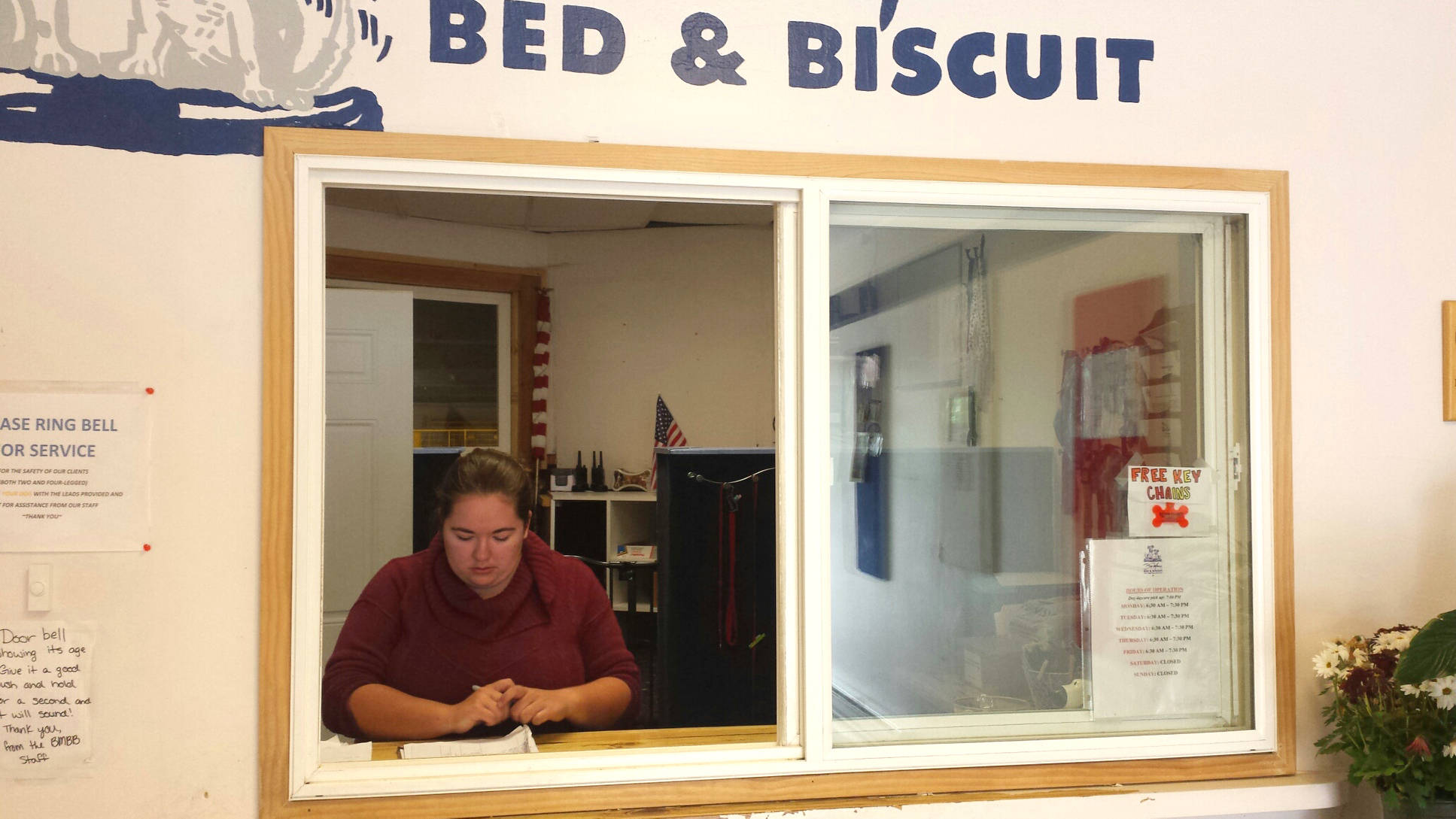 Kendra Stevenson, a Connections homeschool student, works at the front desk of the Blue Moose Bed and Biscuit this summer in Soldotna, Alaska. Stevenson was one of six students that participated in a summer work program through Peninsula Community Health Services for high school students with disabilities to gain work experience. (Photo courtesy Margaret Mercer)