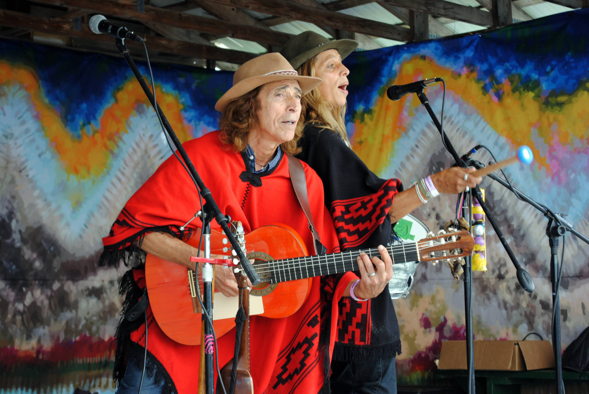 Musical duo Rio Samaya play on the River Stage during the 2017 Salmonfest in Ninilchik, Alaska on Friday, August 4, 2017. The three-day music festival concludes on Sunday night. (Photo by Kat Sorensen/Peninsula Clarion)