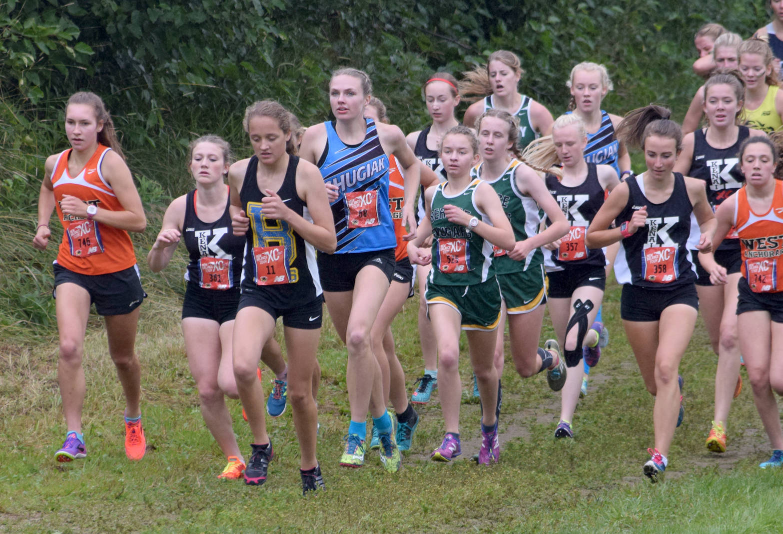 The top five runners for Kenai Central &