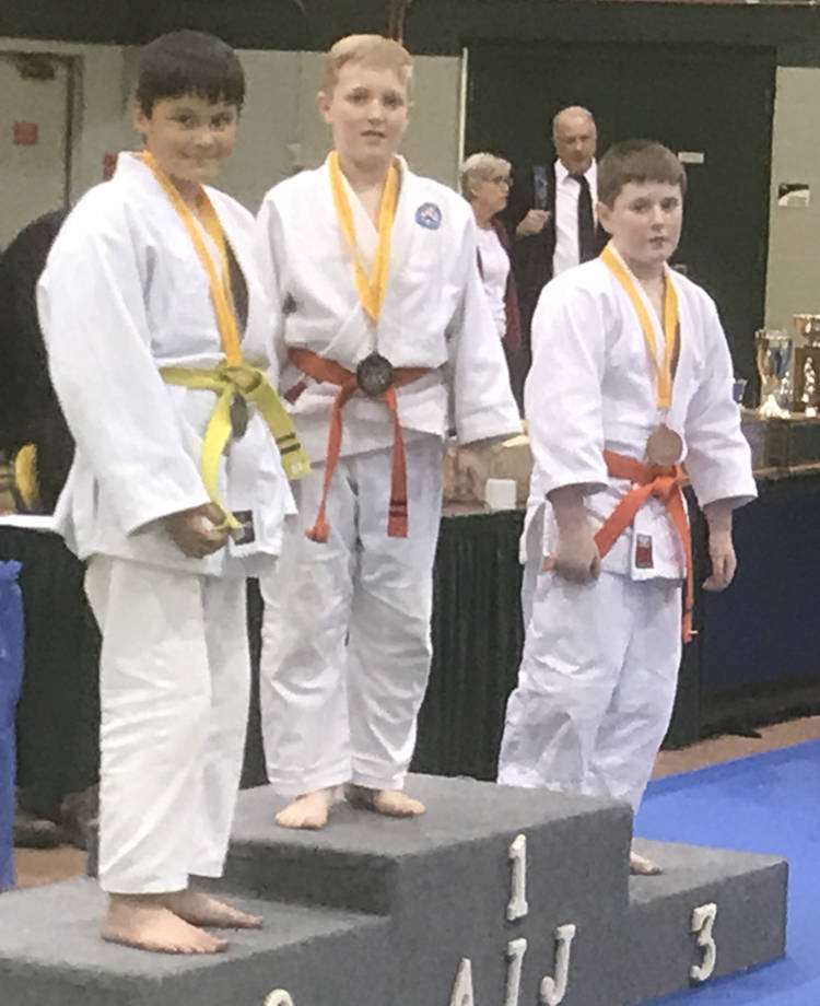 Sterling Judo Club members swept a division at the 2017 state championships: Axel Coxwell, 2nd; Peyton Williams, 1st; and Liam Way, 3rd.