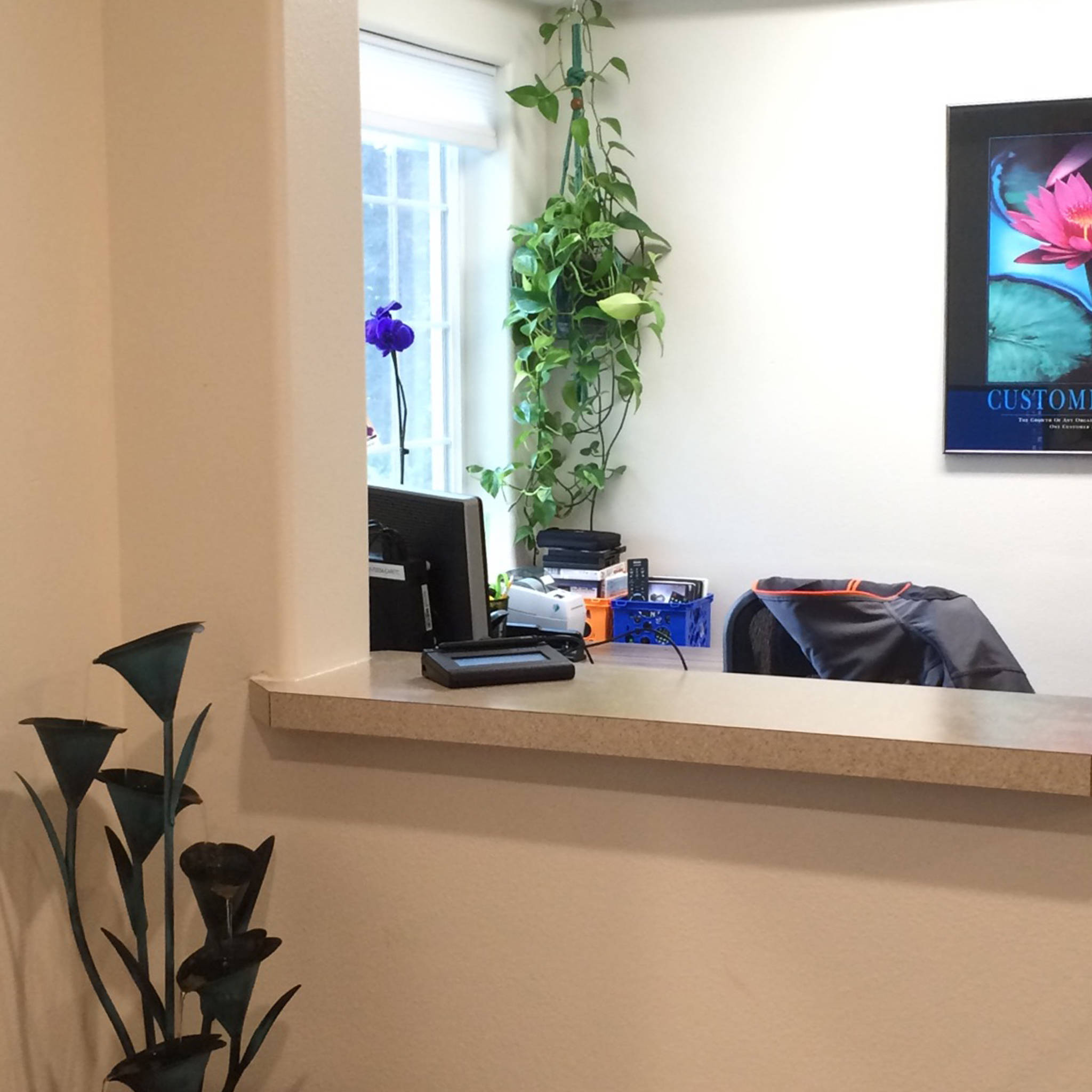 This Aug. 31, 2017 photograph shows the reception area in the Care Transitions medical detox facility, operated by Central Peninsula Hospital in Soldotna, Alaska. The hospital obtained a state grant to purchase and renovate the facility, which provides medically supported withdrawal services for people detoxing from addictive substances including alcohol, opiates and heroin. (Photo courtesy Shari Conner/Central Peninsula Hospital Behavioral Health)