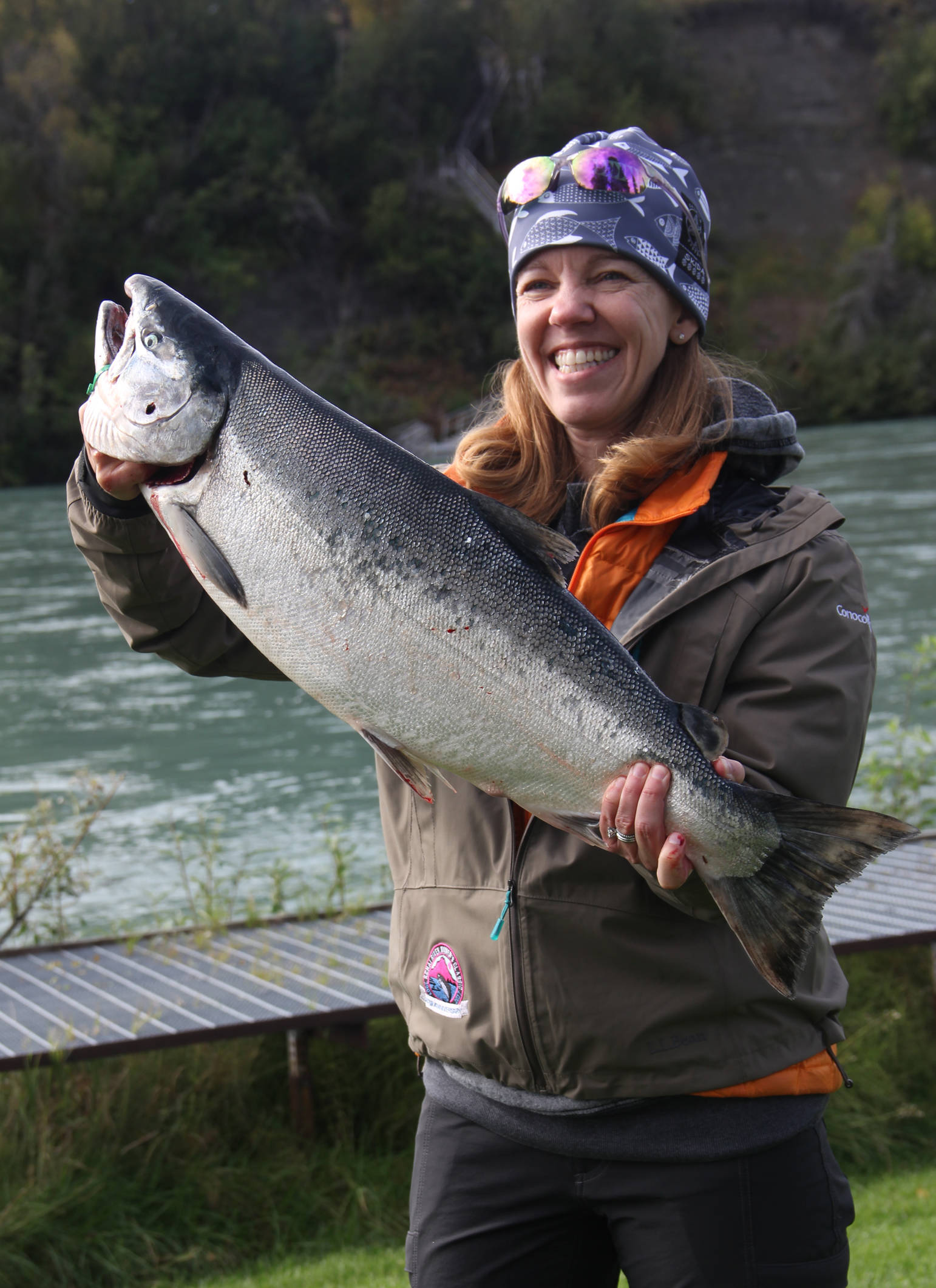 Dr. Nancy Kragt wins the Women’s Classic with a 14.1-pound coho salmon.
