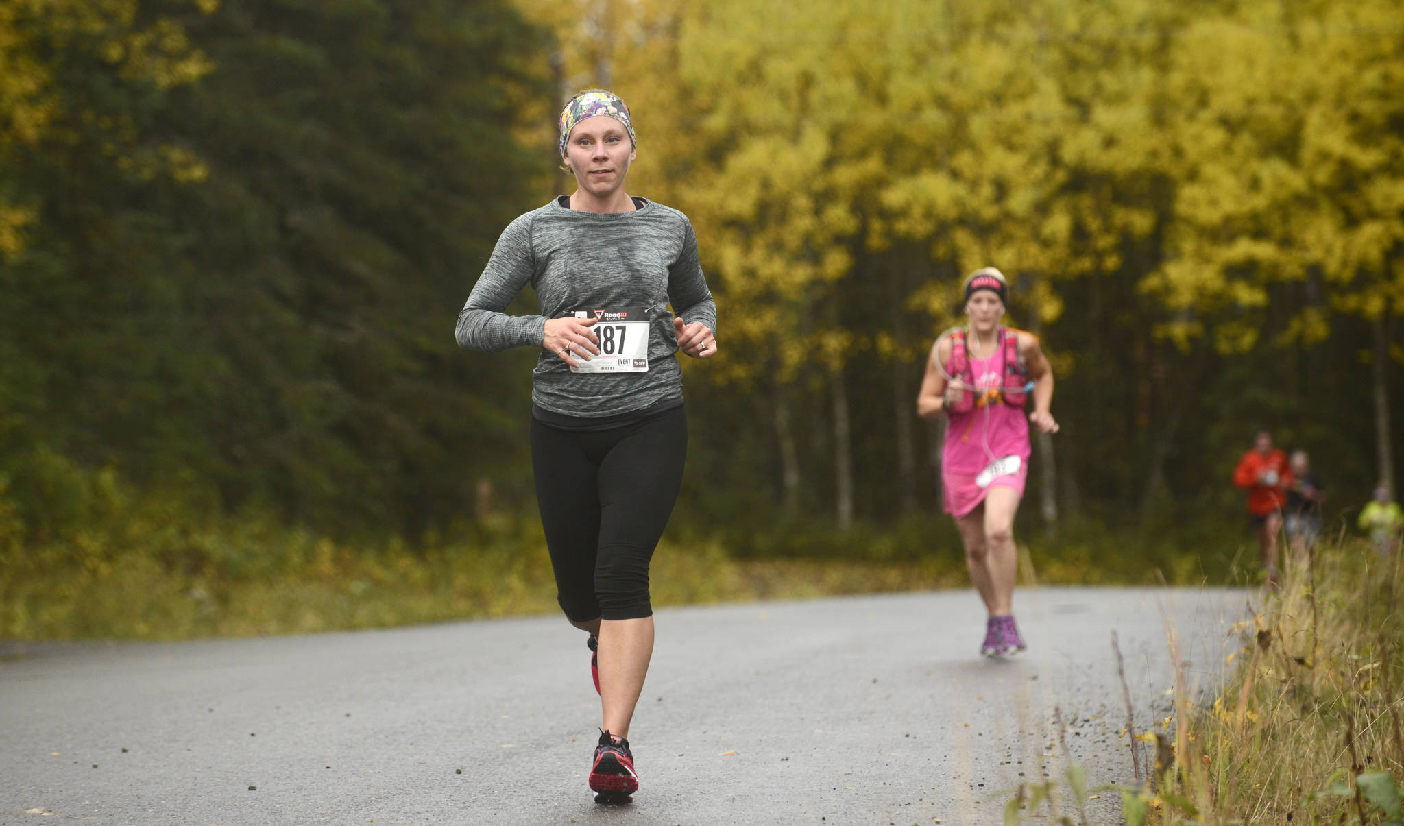 Sondra Stonecipher runs in the Kenai River half-marathon on Sunday, Sept. 24 near Kenai.