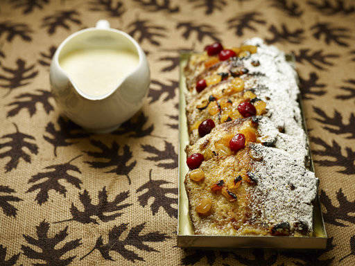 This Sept. 15 photo provided by The Culinary Institute of America shows pumpkin bread French toast in Hyde Park, N.Y. This dish is from a recipe by the CIA. (Phil Mansfield/The Culinary Institute of America via AP)