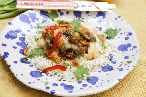 This Monday, Sept. 25, 2017 photo shows Kung Pao cod in Bethesda, Md. This dish is from a recipe by Melissa d’Arabian. (AP Photo/Melissa d’Arabian)