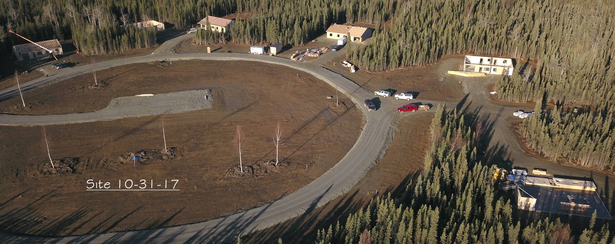 This aerial photograph shows the intentional neighborhood being built by Hope Community Resources as a future community for individuals with disabilities on Oct. 31, 2017 near Sterling, Alaska. (Photo courtesy Roy Scheller/Hope Community Resources)