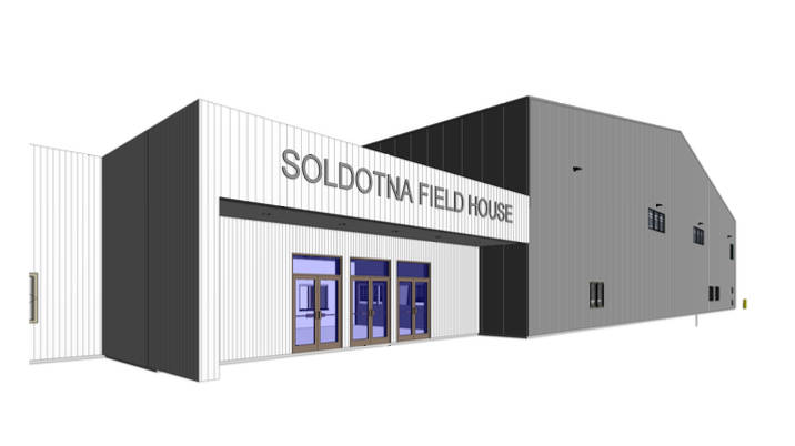 This draft design shows just one of the many iterations that Soldotna could explore for the remodel of the Soldotna Regional Sports Complex. Nearly finalized designs were presented to the city council at their meeting on Wednesday night. (Photo courtesy of Tim Dillon)
