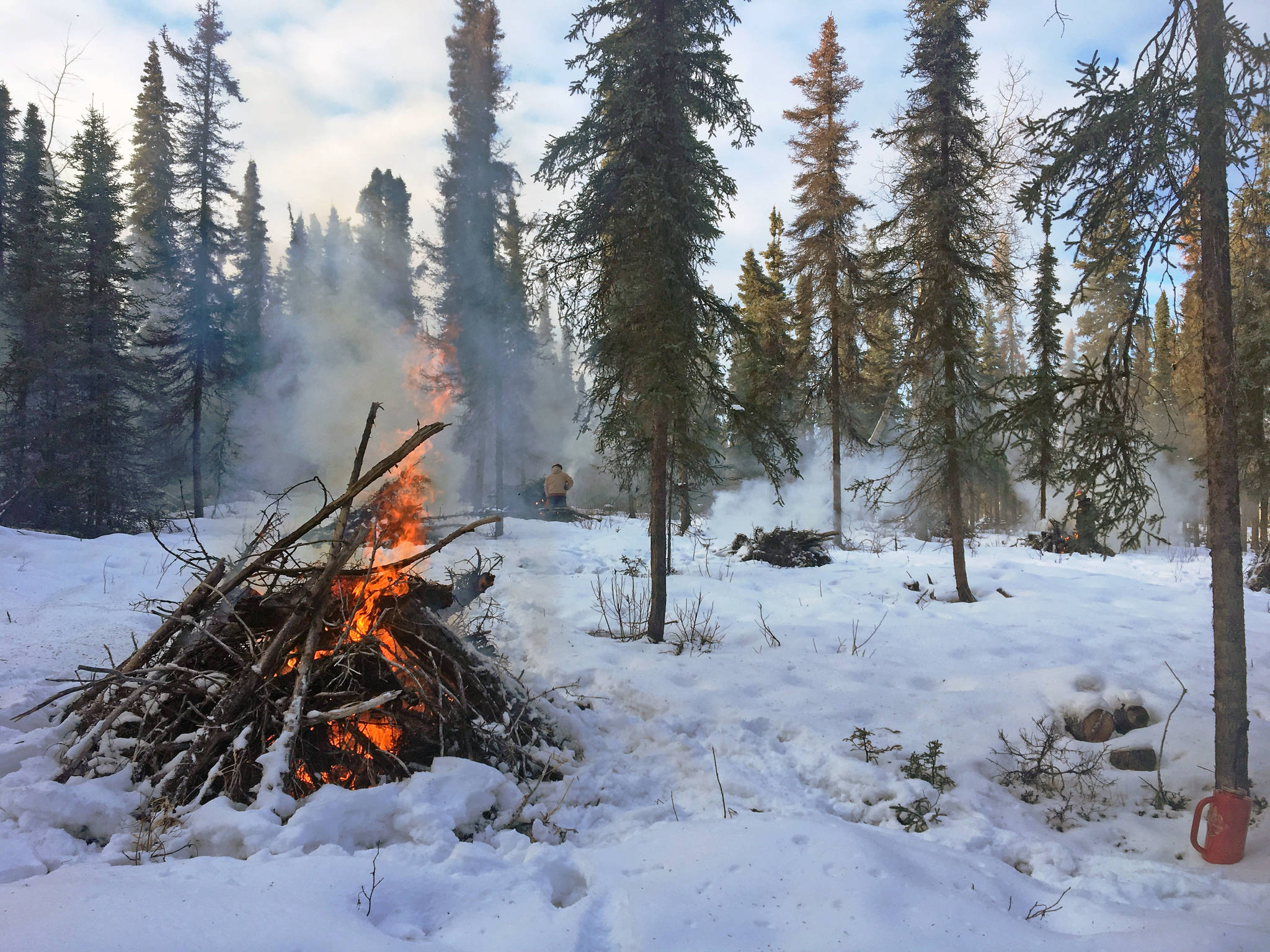 Fire officials conduct a prescribed burn at the Kenai National Wildlife Refuge on Jan. 31. The refuge is conducting burns to reduce wildfire hazards through Friday. (Photo courtesy of the U.S. Fish and Wildlife Service)