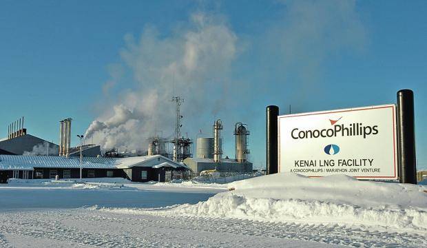 This Feb. 2, 2008 file photo shows the ConocoPhillips LNG facility in Nikiski. (Clarion file photo)