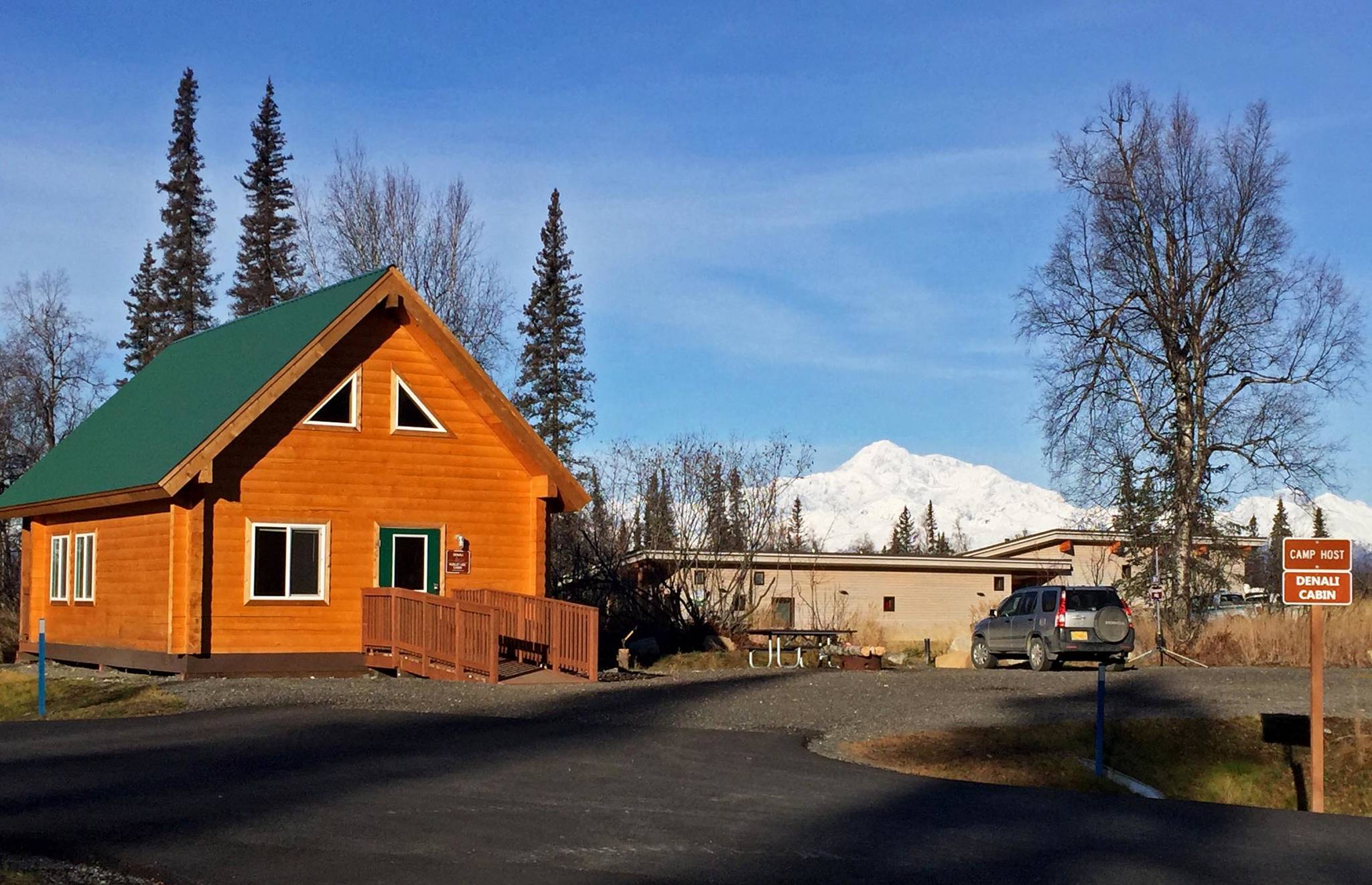 This October 2017 photo shows the Denali Cabin, a public use cabin, at the Kesugi Ken Campground near Denali State Park, Alaska. The Denali Cabin is one of an extensive system of federal- and state-owned public use cabins on park lands across the state of Alaska. (Photo by Elizabeth Earl/Peninsula Clarion)