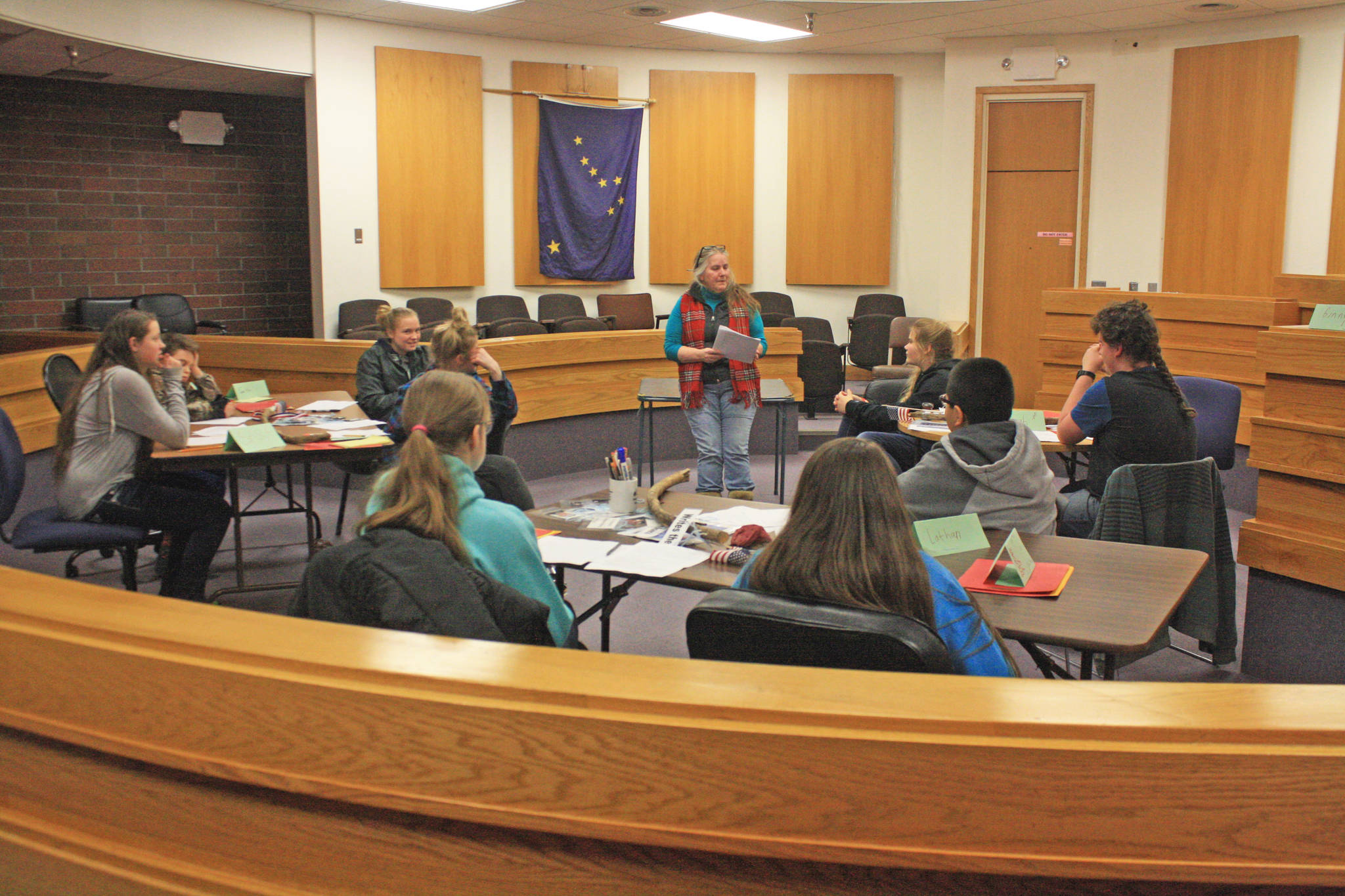 Students attend a Kenai Peninsula Youth Court training session prepping them for roles as judges, attorneys and clerks on the court. The court offers youth facing certain misdemeanor charges to have their cases heard by peers. (Photo by Erin Thompson/Peninsula Clarion)