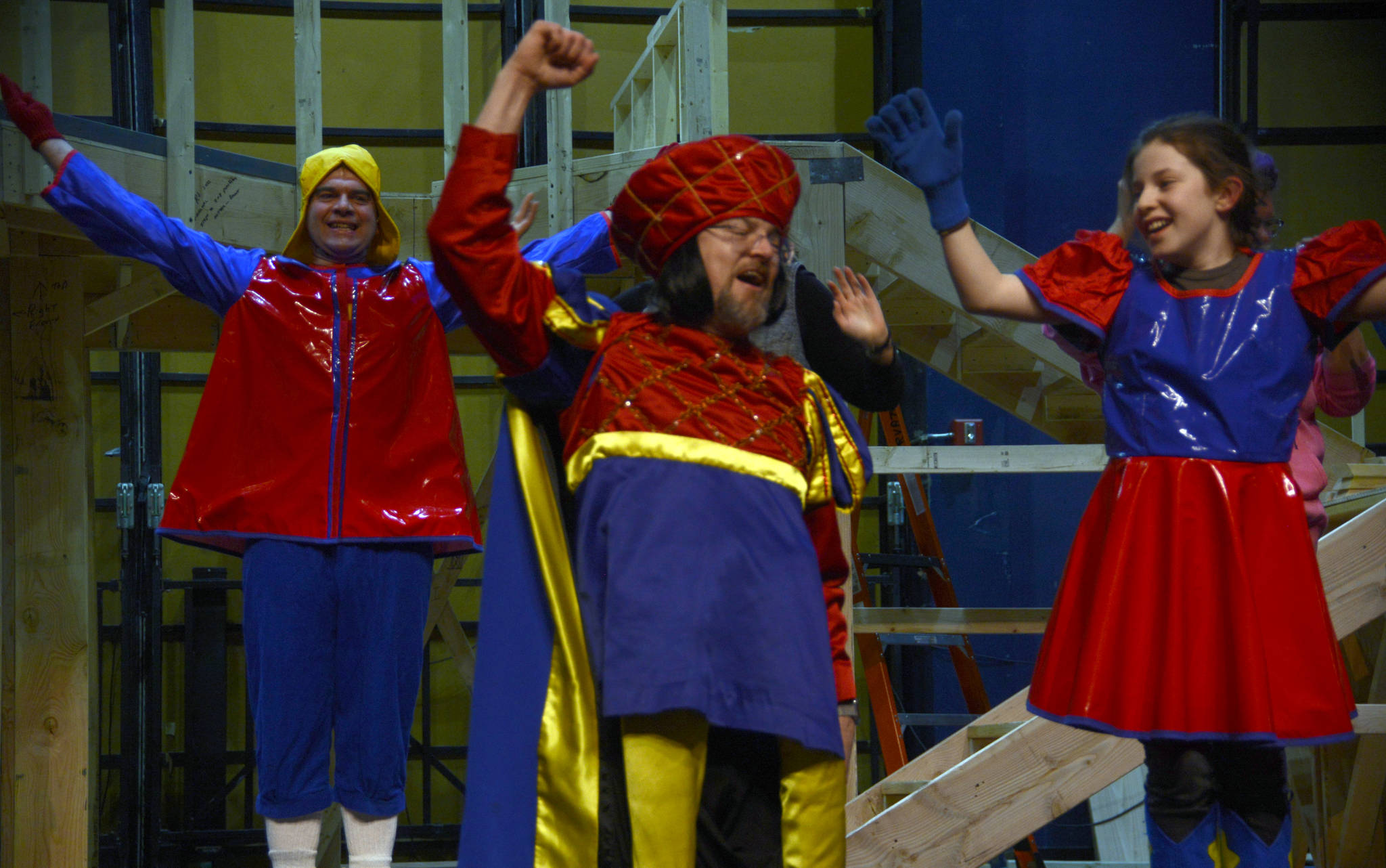 Bill Taylor portrays Farquaad in “Shrek: The Musical” during rehearsal Friday for the musical which opens this weekend in the Ren&