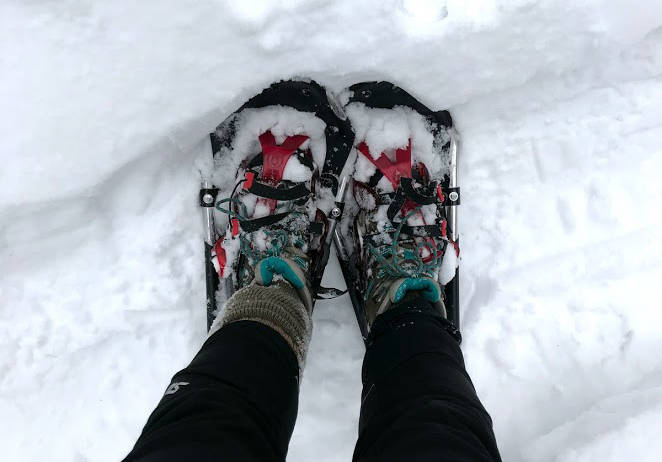 Snowshoeing offers a great opportunity to traverse trails in the winter months. The Kenai Wildlife Refuge Visitor’s Center is offering a beginner’s snowshoe walk on Thursday, March 15 for families interested in filling their spring break with a walk in the snow. (Photo by Kat Sorensen/Peninsula Clarion)