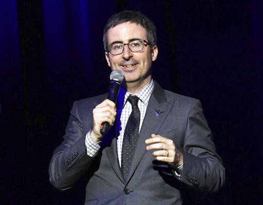 In this Nov. 10, 2015 file photo, John Oliver performs at the 9th Annual Stand Up For Heroes event in New York. John Oliver of HBO’s “Last Week Tonight” is trying to give one of the last Blockbuster Video locations in the world in Alaska a little help in drawing customers instead of streaming movies online. Oliver offered Sunday, April 15, 2018, to send the store the jockstrap that Russell Crowe wore in “Cinderella Man” and other movie clothing obtained by the show at a celebrity auction. (Photo by Greg Allen/Invision/AP, File)
