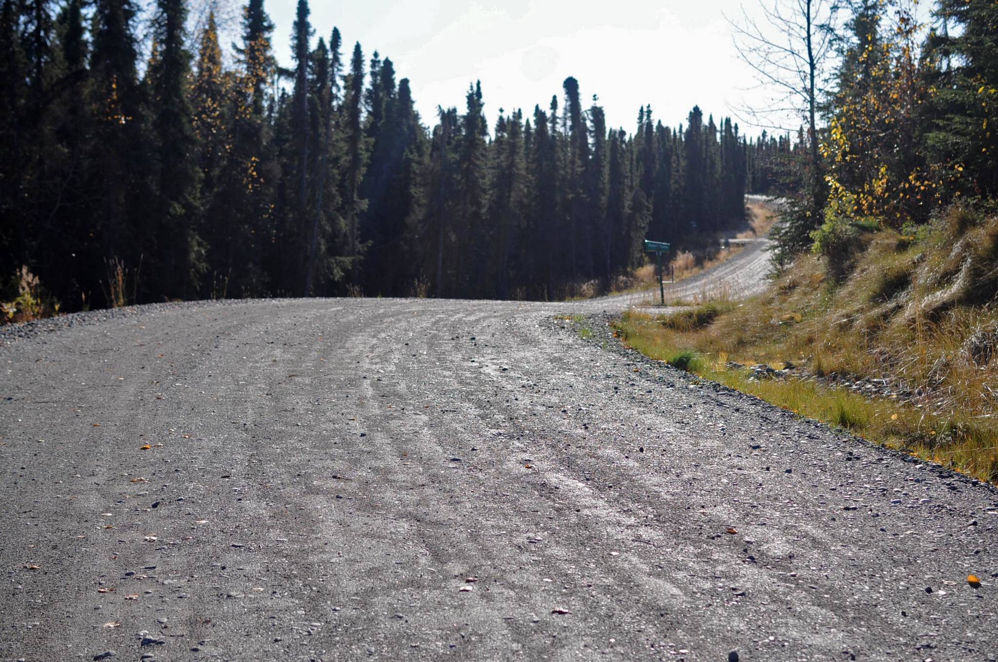 This September 2017 photo shows Hook Lane, a Kenai Peninsula Borough-maintained gravel road off Arc Loop Road just south of Soldotna, Alaska. The Kenai Peninsula Borough’s Material Site Working Group is currently debating possible revisions to the code governing gravel pits on the peninsula. (Photo by Elizabeth Earl/Peninsula Clarion, file)