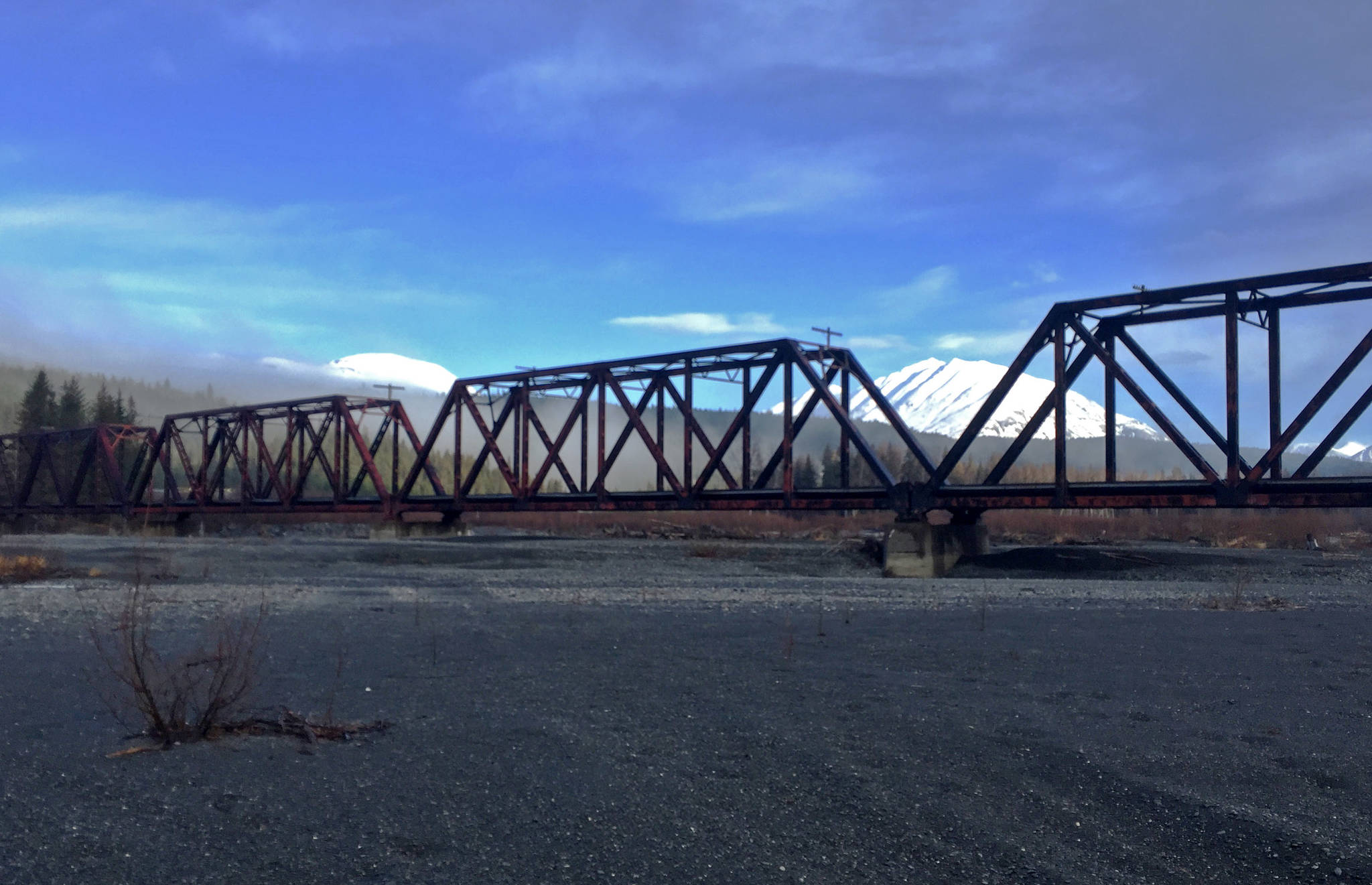 This April 2017 photo shows the Alaska Railroad Corporation’s bridge across the Snow River near Seward, Alaska. (Photo by Elizabeth Earl/Peninsula Clarion)