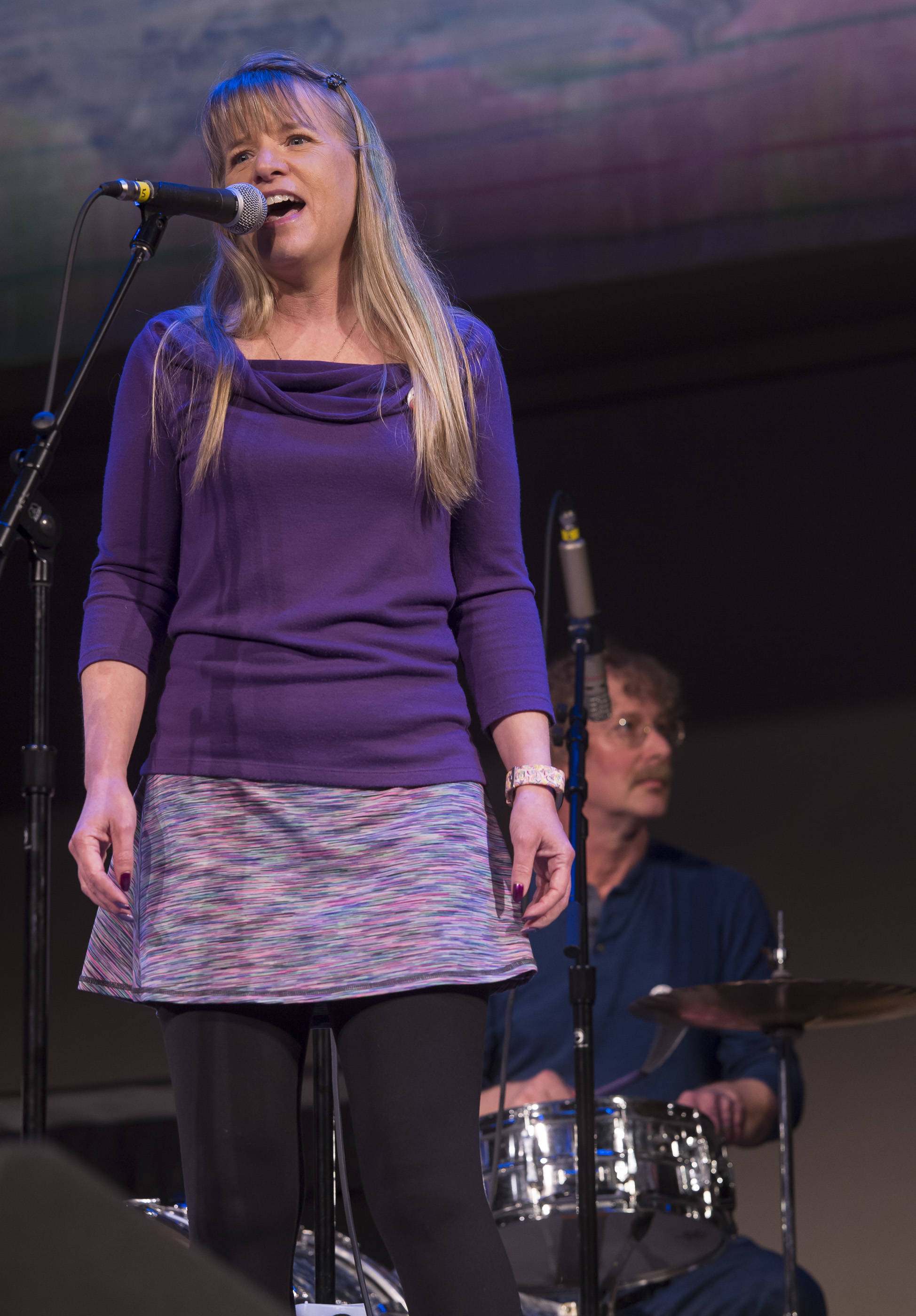 Mindy Rowland performs with her Fishermen at the 44th Annual Alaska Folk Festival in Centennial Hall on Monday, April 9, 2018. (Michael Penn | Juneau Empire)