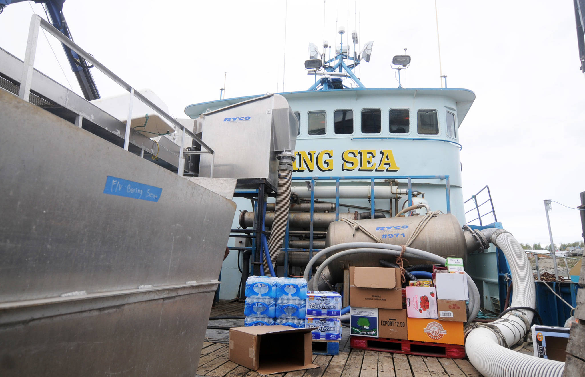 This Friday photo shows the F/V Bering Sea docked at Snug Harbor Seafoods in Kenai. A former crab fishing vessel, the Bering Sea now serves as a tender for the processing company. (Photo by Elizabeth Earl/Peninsula Clarion)