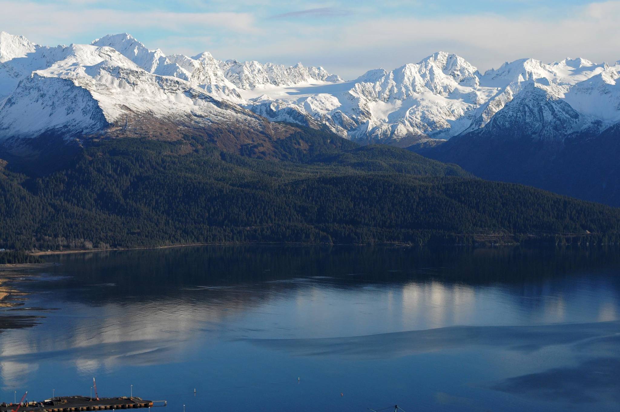 This November 2016 photo shows the mountains across Resurrection Bay from the city of Seward, Alaska. Two Seward residents have proposed naming two of the peaks in the mountains east of Seward with the area’s history in mind. (Photo by Elizabeth Earl/Peninsula Clarion, file)