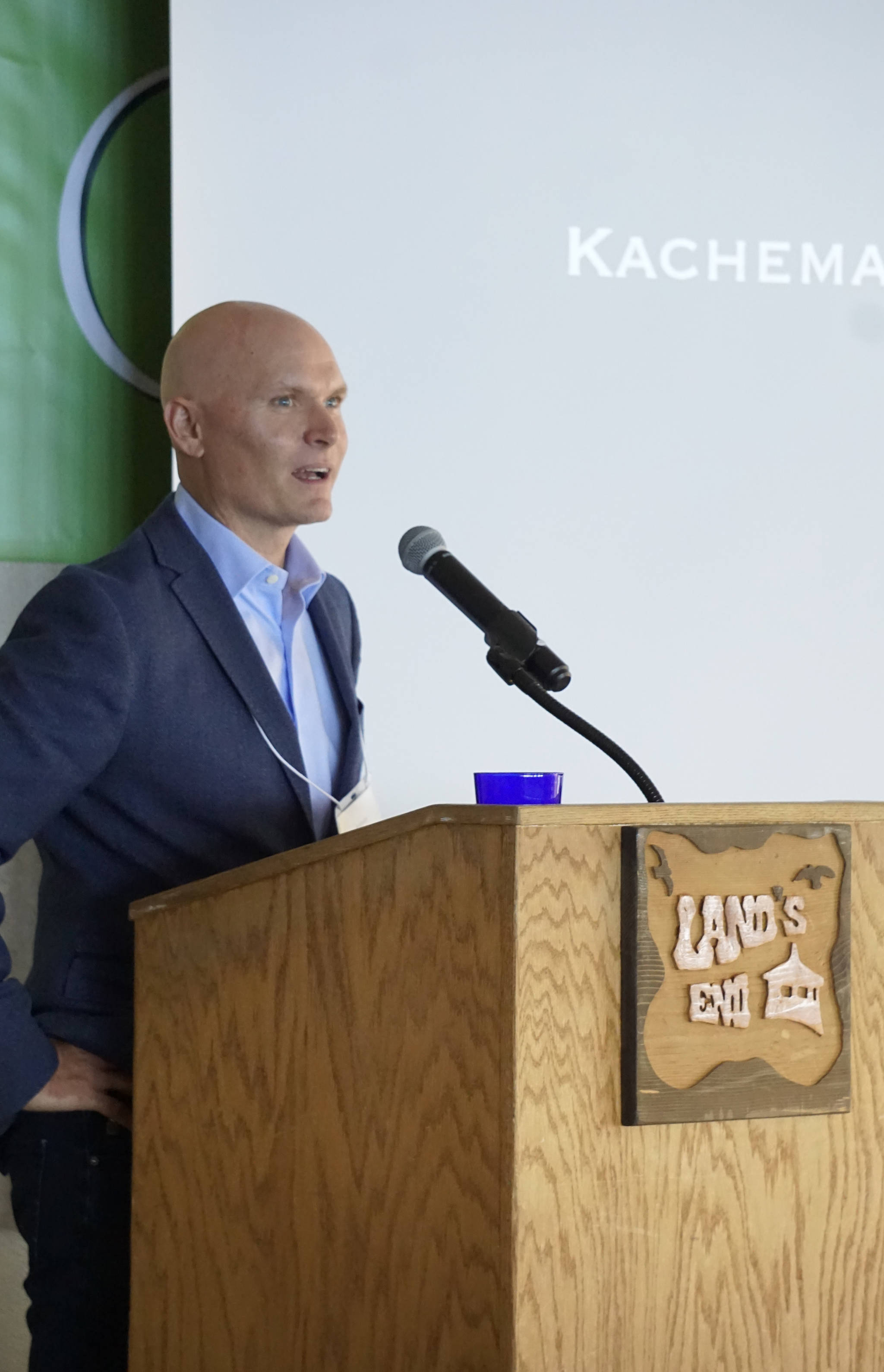 Photo by Michael Armstrong/Homer News Kachemak Bay Writers’ Conference keynote speaker Anthony Doerr delivers the opening address at the start of the annual conference last Friday, June 5, at Land’s End Resort.